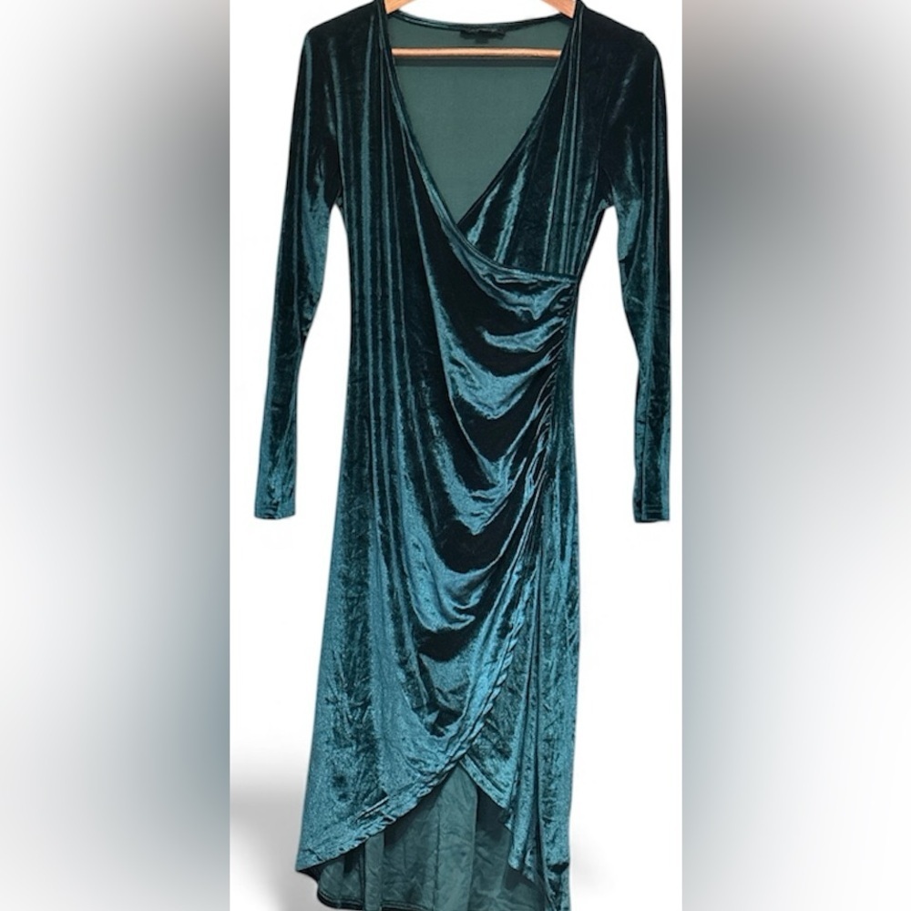 Rachel Zoe Elegant Green Velvet Wrap Dress size medium